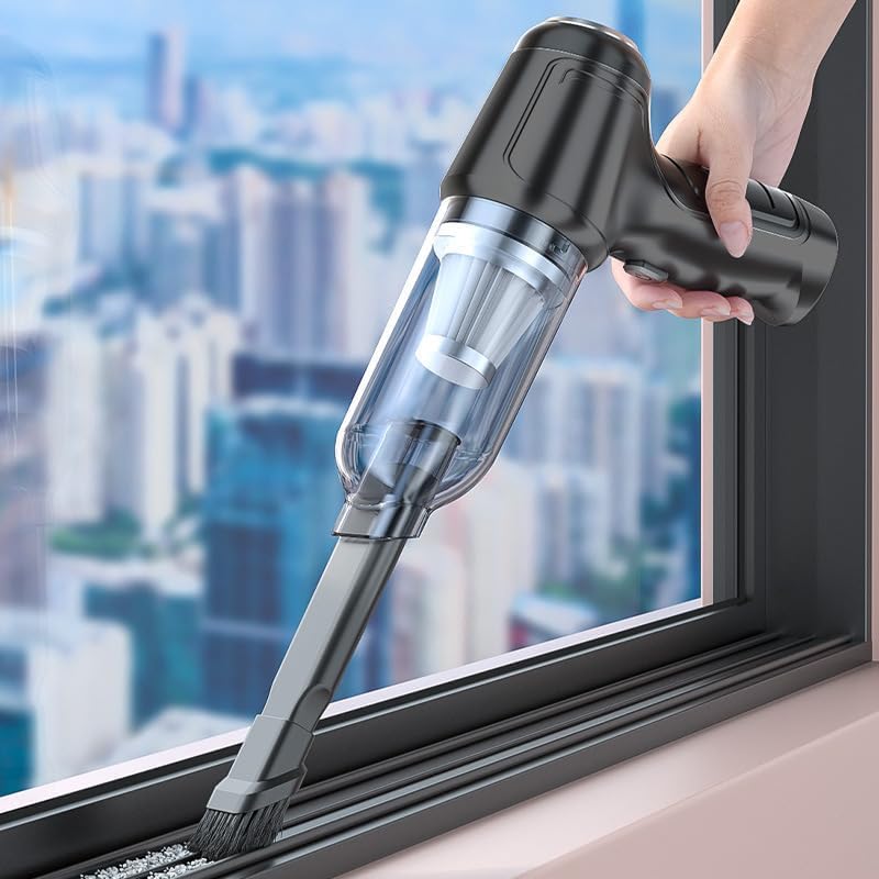 Aspirator de Mana TOIITKQ, 2400 mAh, Putere 12000 PA, Reglare in trei viteze, Reincarcabila, Memento nivel baterie, pentru masina, acasa si birou, Aliaj de aluminiu, (negru)