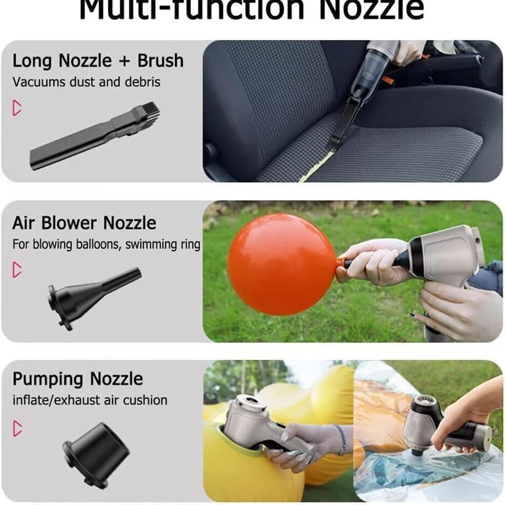 Aspirator de Mana TOIITKQ, 2400 mAh, Putere 12000 PA, Reglare in trei viteze, Reincarcabila, Memento nivel baterie, pentru masina, acasa si birou, Aliaj de aluminiu, (negru)
