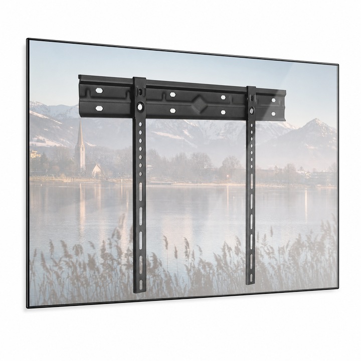 Suport TV de perete ultra plat Maclean MC-123 40-85'', incarcare maxima 80kg, VESA 75x75-600x400, distanta perete 9mm, otel negru