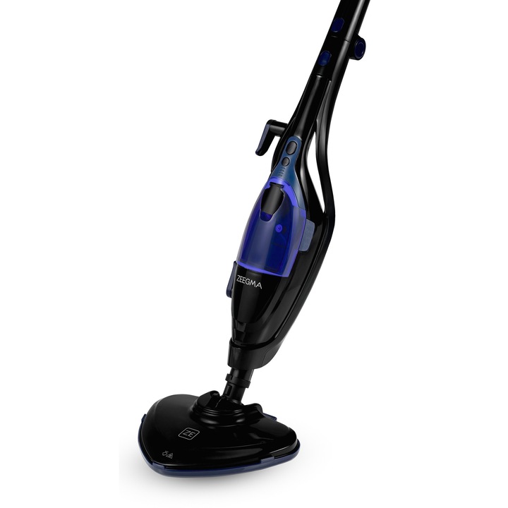Aparat de curatat cu abur, Mop cu abur Zeegma Puur Prime Control, 400 ml, reglare a puterii in 3 trepte, 1500 W, Negru
