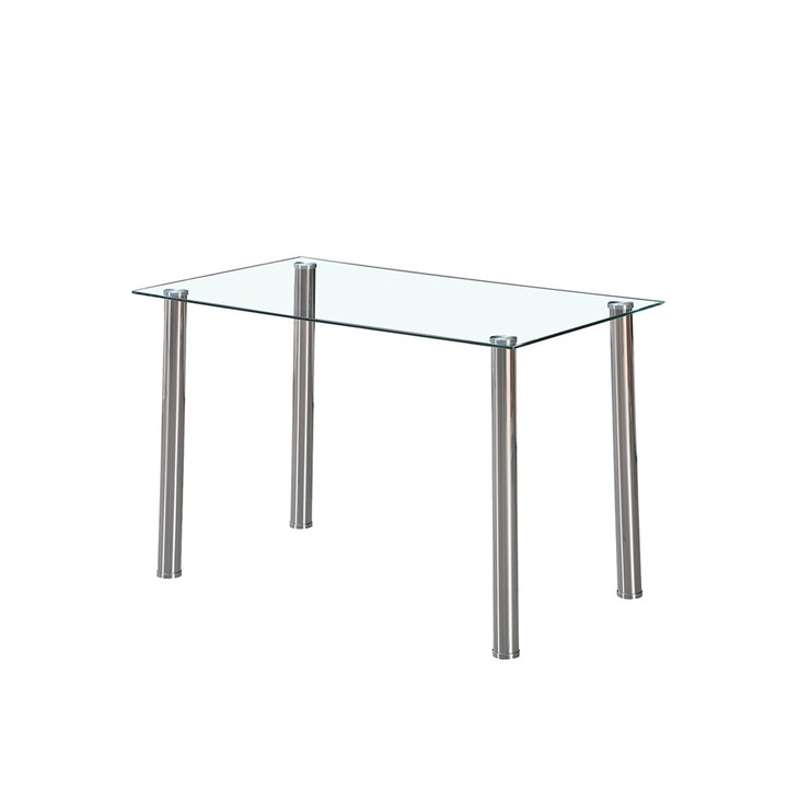 Masa de dining patrata Leziter Berna 140 cm din sticla transparenta