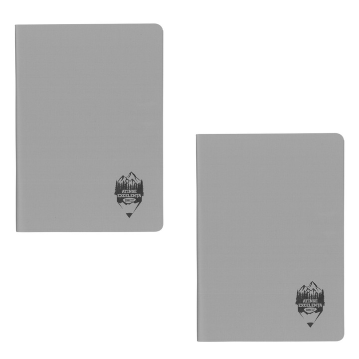 Set 2 caiete Daco A5, 100 file, 70g/m², gri