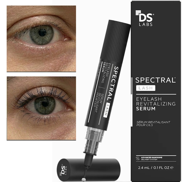 Spectral.LASH Ser Tratament pentru Cresterea Genelor – Formula Oftalmologica, Hipoalergenica si Vegana, Fara Ulei, Parabeni sau Gluten, Compatibila cu Extensiile de Gene, Aplicare Precisa, Pentru Gene Mai Lungi si Mai Dese, Unisex, 2.4 ml