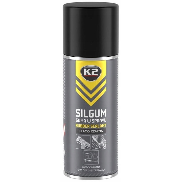 K2 Silgum, autófesték, 400ml, fekete, vízálló, rugalmas