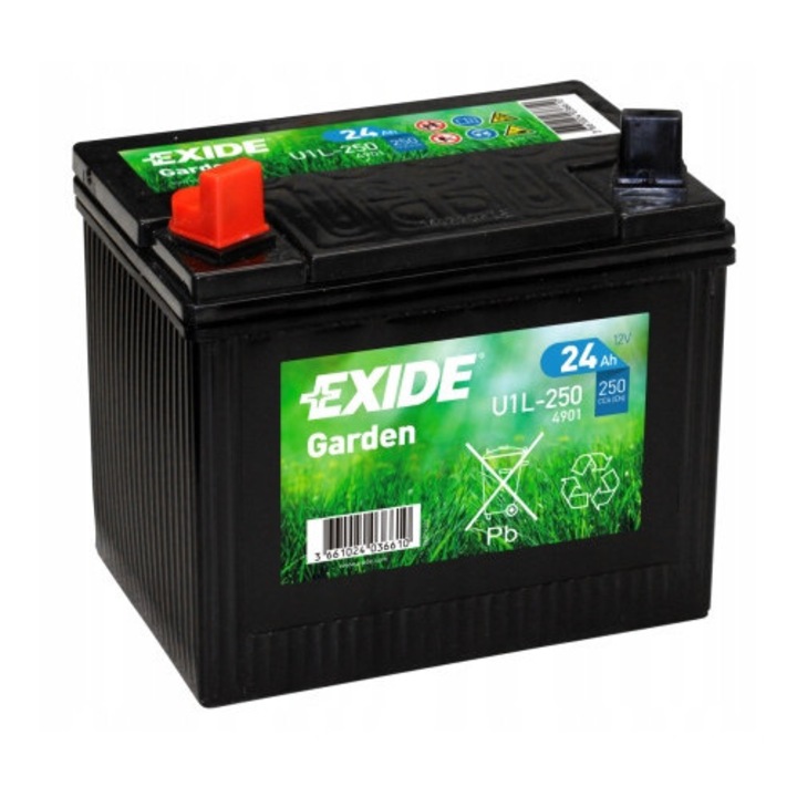 Автомобилен акумулатор, EXIDE 12V, 24Ah, 250A, 197x132x186мм
