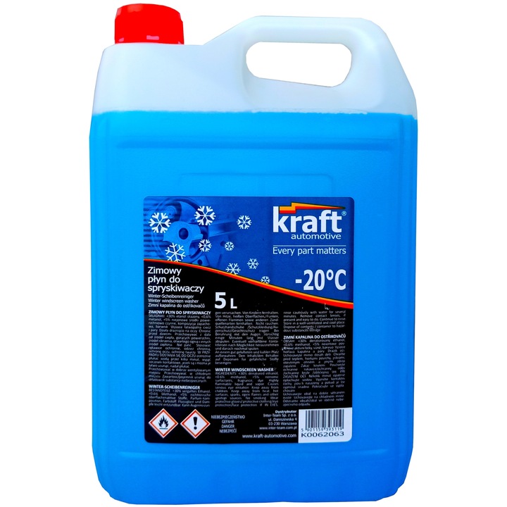 Течност за миене на предни стъкла Kraft, 5 л, -20°C, ароматизирана