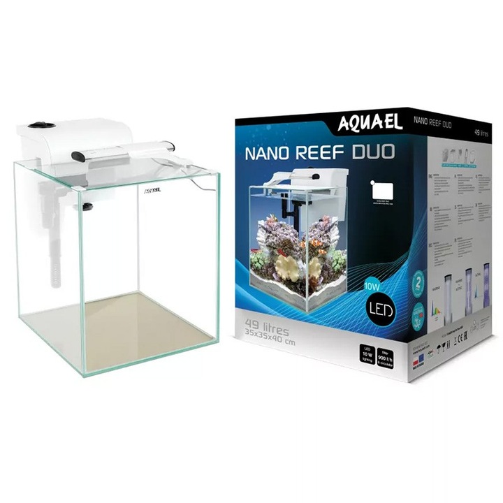 Tengeri akvárium, Aquael Nano Reef Duo 35 Fehér 2.0, készlet, 49 l