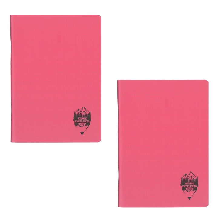 Set 2 caiete DACO A5, 100 file, 70g/mp, matematica, coperta plastic, Roz