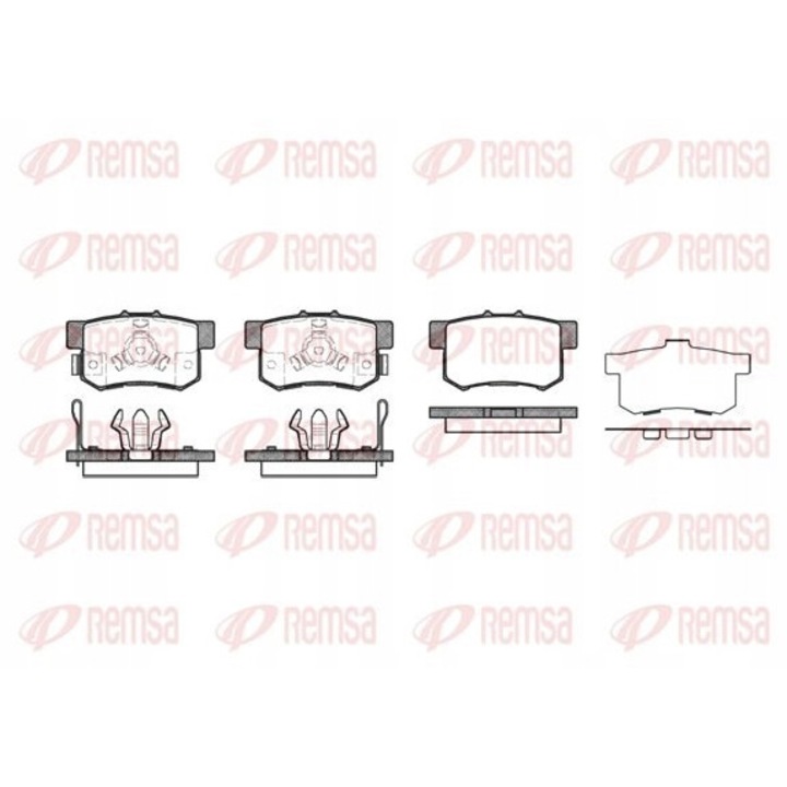 Комплект спирачни накладки, REMSA, Akebono, 88.8x47.6x15.4 мм, 2 индикатора за износване