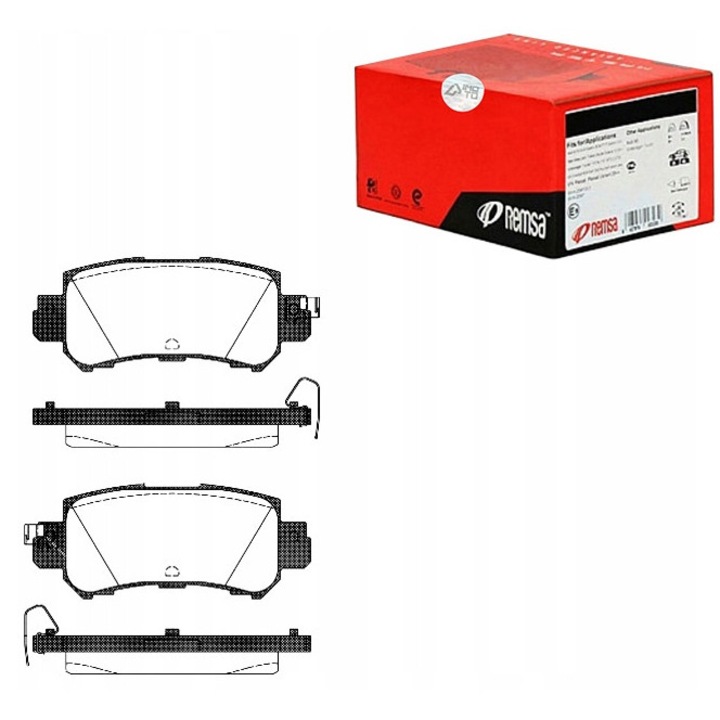 Set klocki hamulcowe, Remsa, 104,7x14,4x43,6mm, cu senzor de uzura, pentru os spate