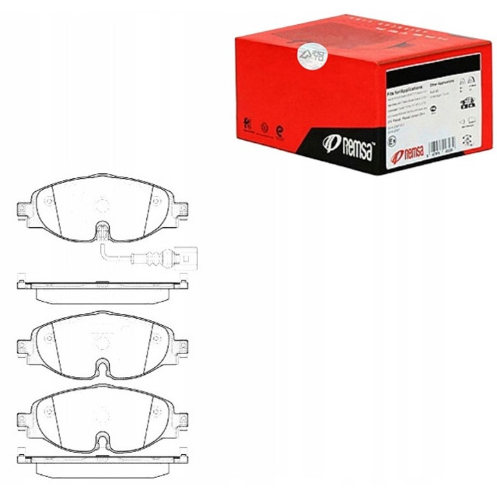 Комплект спирачни накладки Remsa, дискови спирачки, 160.2x20.4x64.5 мм, с износваща се лента, с пружини