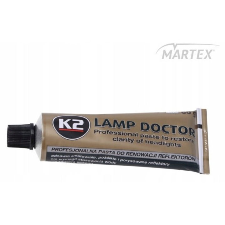 Pasta de regenerare faruri K2, 60g, pentru polerare manuala sau mecanica, transparenta