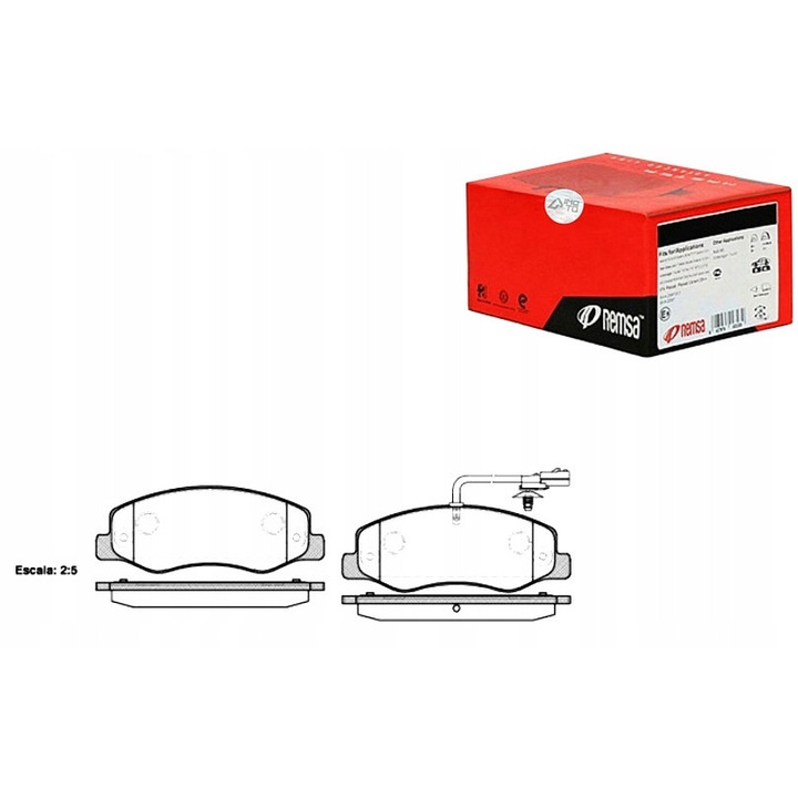 Set de placute de frana, REMSA, 163,7x62,8x18,2mm, cu indicator de uzura, pentru osul din spate
