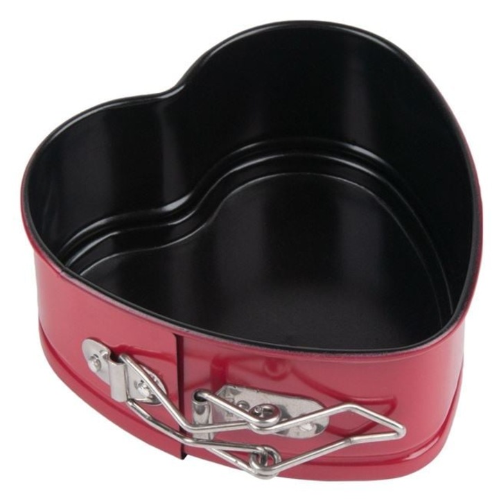Tava de copt in forma de inima detasabila, 12x11x5 cm, Negru/Rosu, BREZIUM