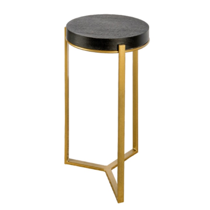 Masuta laterala, Montana, stejar, metal aurie, 50x30cm