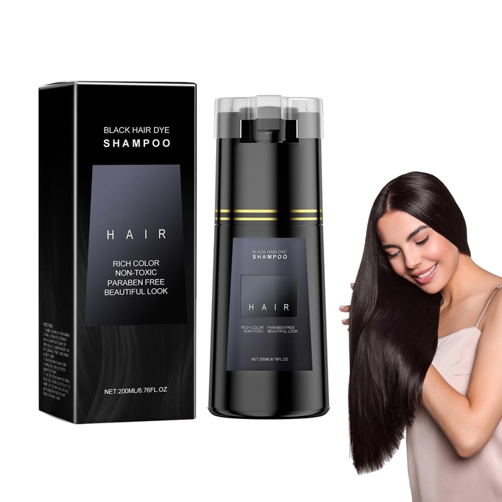 Sampon de vopsea de par negru intensiv, sampon pentru vopsea pentru par, racoritoare de culori in 10 minute, protejeaza impotriva cusaturii verzi si a formulei de culoare, hranitoare