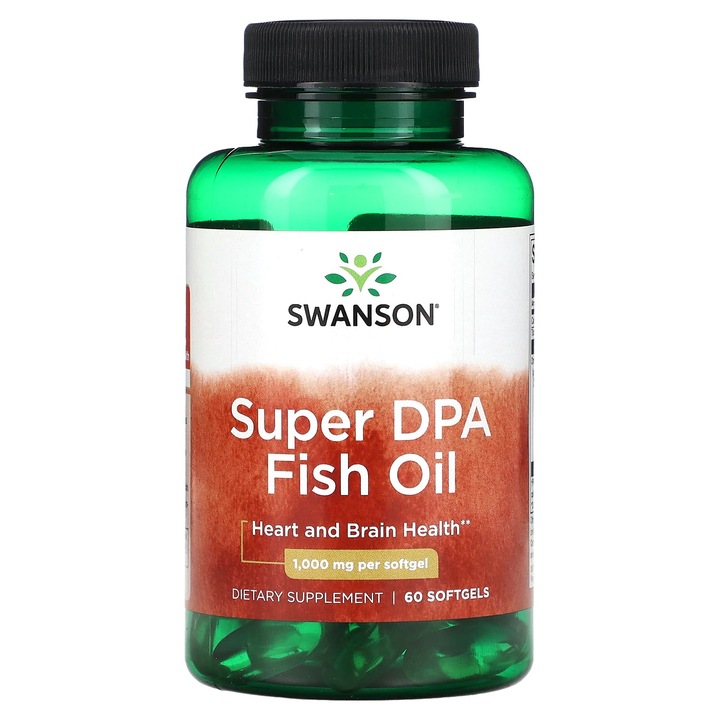 Supliment alimentar, Swanson, Super DPA Fish Oil, 1000 mg, 60 capsule moi, Omega-3, sanatatea inimii si creierului