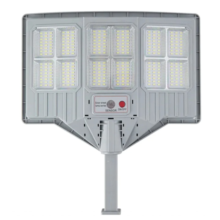 Lampa solara stradala cu telecomanda JG 712 cu 12 casete 108 LED 6000K senzor de miscare 200W