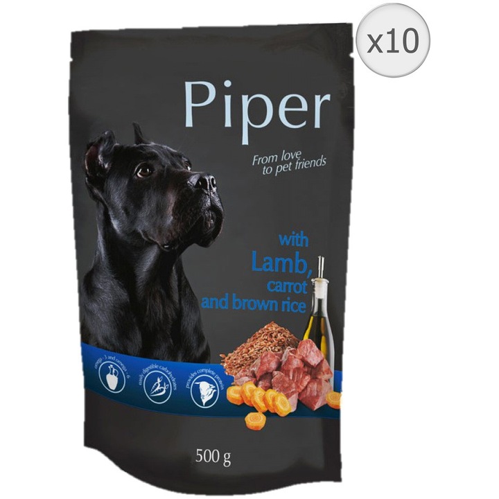 Pepper Adult nedves kutyatáp, bárány, sárgarépa és barna rizs, 10x500g