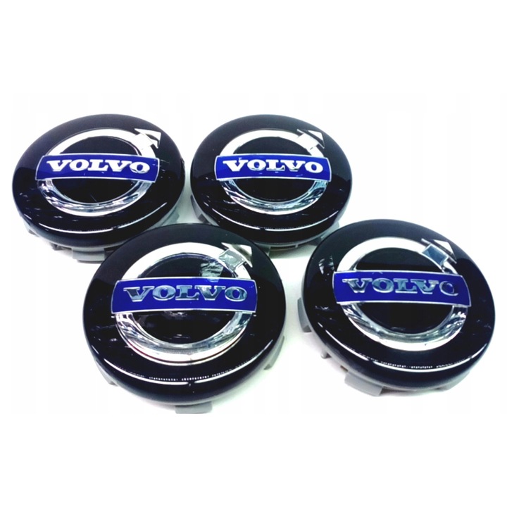 Eredeti Volvo alumínium kerékborítások, 4 darabos készlet, 64 mm átmérő, fekete