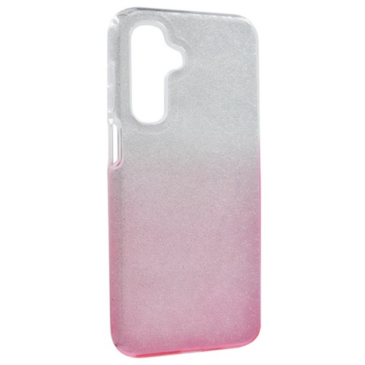 Gigapack szilikon mobiltelefon tok, műanyag belső, csillogó hátlap, átlátszó/rózsaszín, kompatibilis: Samsung Galaxy A17 4G, SM-A175, / Galaxy A17 5G, SM-A176