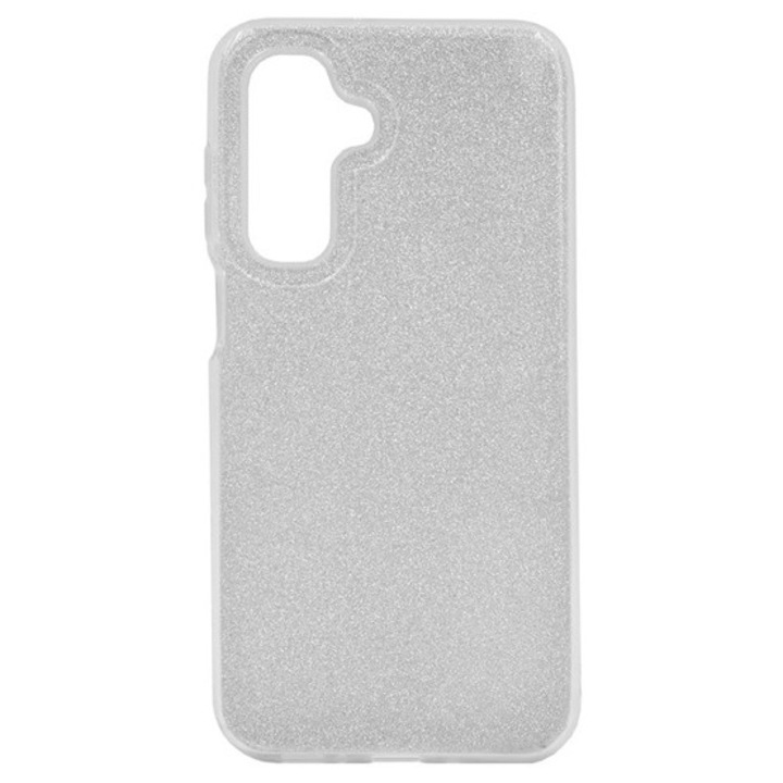 Gigapack szilikon mobiltelefon tok, műanyag belső, csillogó hátlap, ezüst, kompatibilis: Samsung Galaxy A17 4G, SM-A175, / Galaxy A17 5G, SM-A176