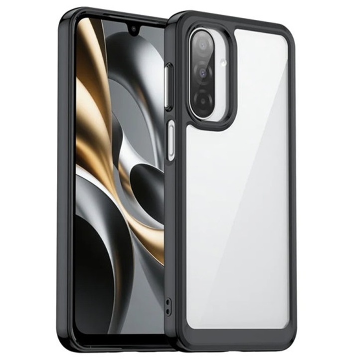 Gigapack szilikon mobiltelefon tok, ütésállóság, átlátszó hátlap, fekete, kompatibilis: Samsung Galaxy A17 4G, SM-A175, / Galaxy A17 5G, SM-A176