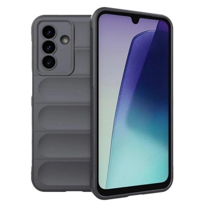 Gigapack szilikon mobiltelefon tok, ütésállóság, kameravédő, 3d, sötétszürke, kompatibilis: Samsung Galaxy A17 4G, SM-A175, / Galaxy A17 5G, SM-A176
