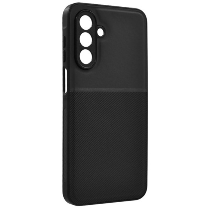 Gigapack szilikon mobiltelefon tok, ütésállóság, mágneses, bőr hatású hátlap, csíkos, fekete, kompatibilis: Samsung Galaxy A17 4G, SM-A175, / Galaxy A17 5G, SM-A176