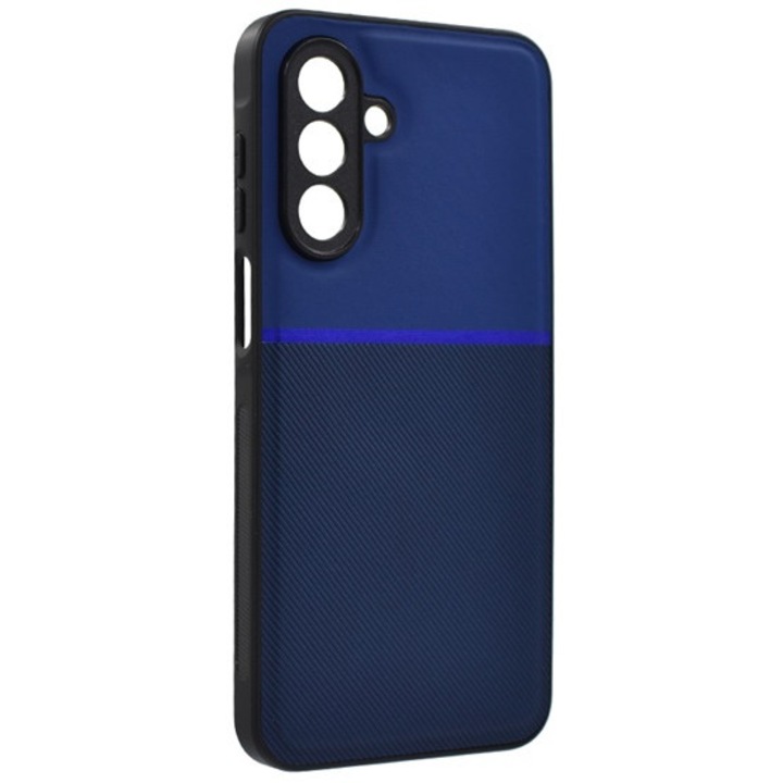 Gigapack szilikon mobiltelefon tok, ütésállóság, mágneses, bőr hatású hátlap, csíkos, sötétkék, kompatibilis: Samsung Galaxy A17 4G, SM-A175, / Galaxy A17 5G, SM-A176