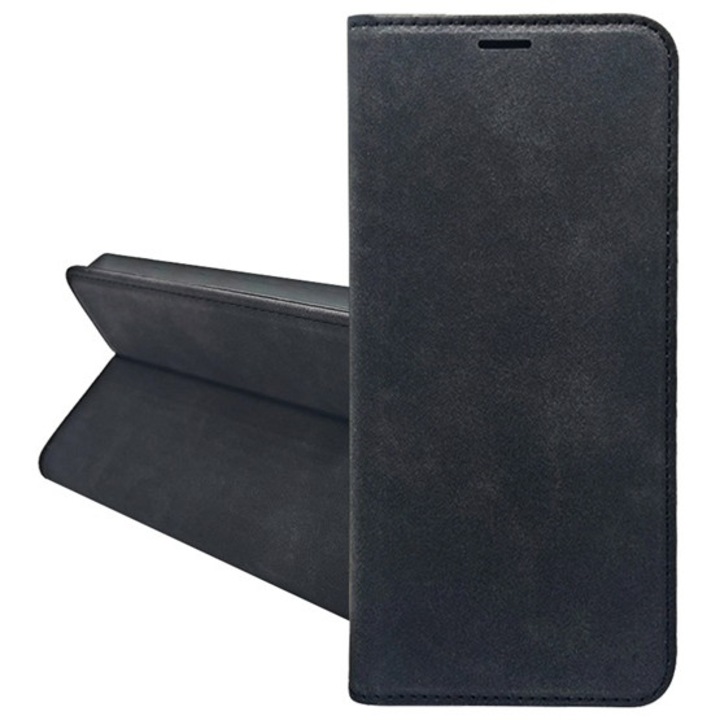 Gigapack mobiltelefon tok álló, bőr hatású, flip, oldalra nyíló, asztali tartó, kártyazseb, prémium, fekete, kompatibilis: Samsung Galaxy A17 4G, SM-A175, / Galaxy A17 5G, SM-A176