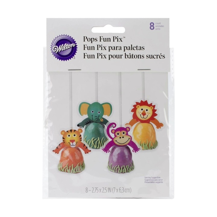 Комплект топери за мъфини, Wilton, модел животни, 8 броя, хартия, многоцветни