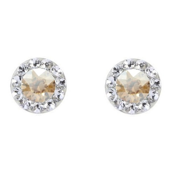 Cercei argint 7 mm, Golden Shadow, Crystal