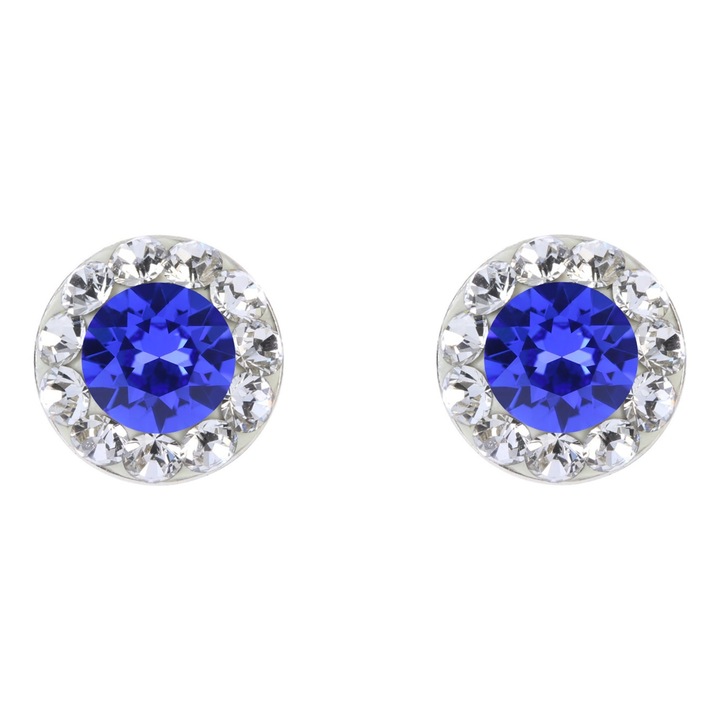 Cercei argint 7 mm, Majestic Blue, Crystal