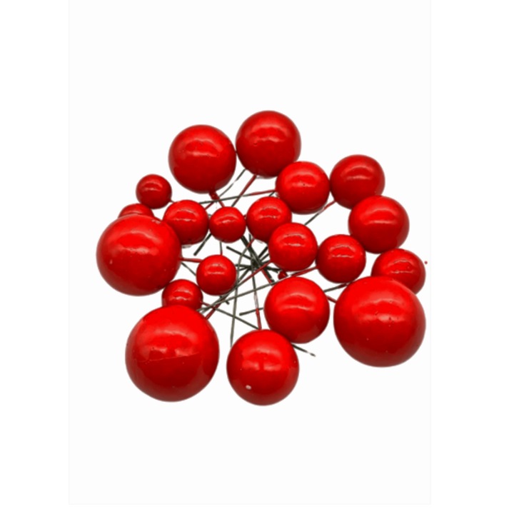 Set 20 bile necomestibile decorative pentru tort, rosu, PPQT8397