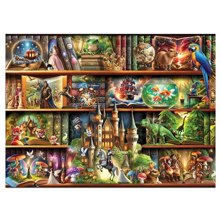 Wooden City 1010 db-os fa puzzle - Mesés könyvespolc (NB0818-XL)