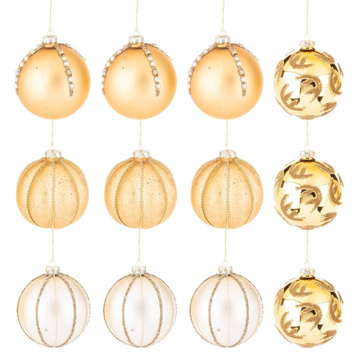 Glob de Craciun din poli auriu 10cm 4 tipuri/buc