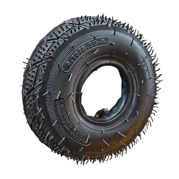 Set cauciuc si camera 4.10/3.50-4, valva bronz cu cot, pentru liza si carut, 6PR, rezistent