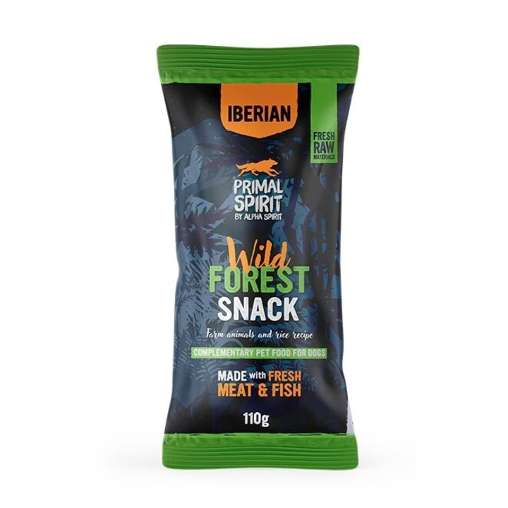 Snack pentru caine Wild Forest, Primal Spirit, cu porc si curcan, 110 g