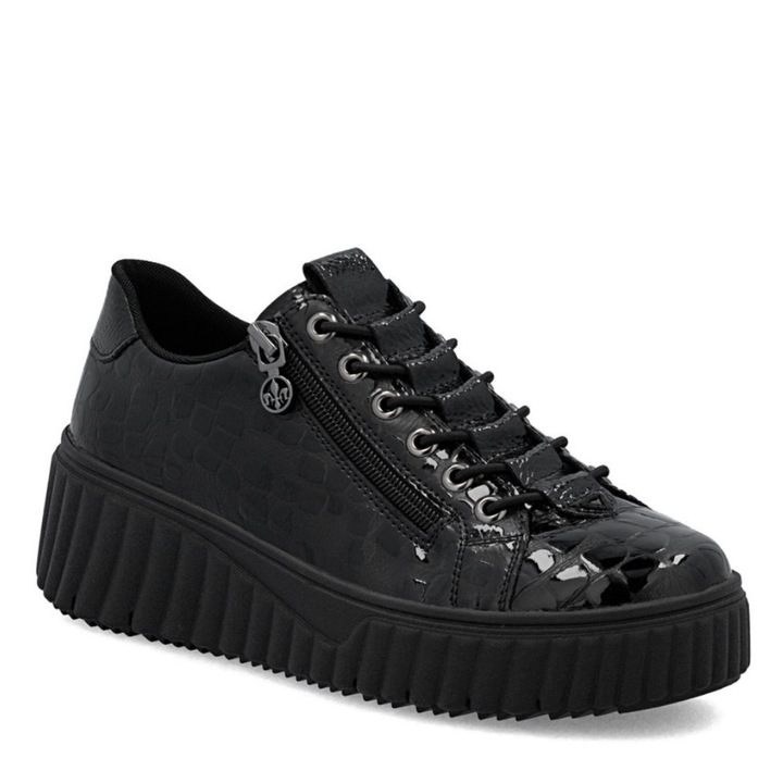 Rieker női sportos fűzős fekete lakk félcipő N2555-00 Méret 37