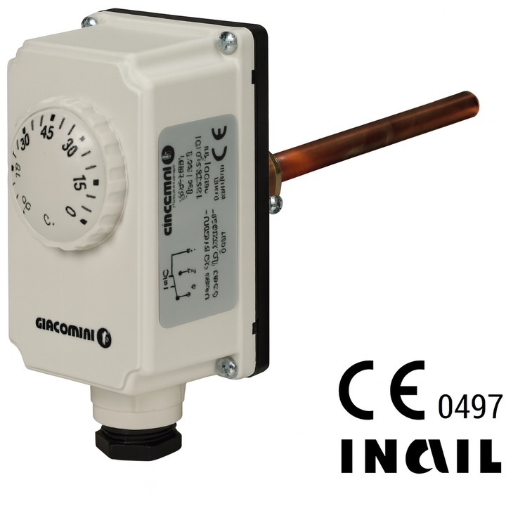 Termostat de imersie Giacomini K373Y021, reglaj 0-90 C, 1/2” NPT-M