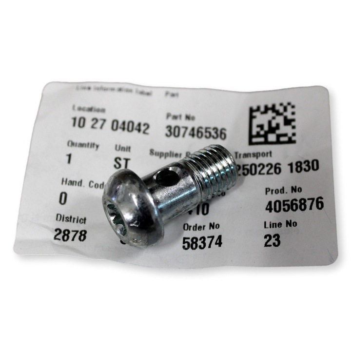 Volvo turbó olajcső csavar, 30746536, új