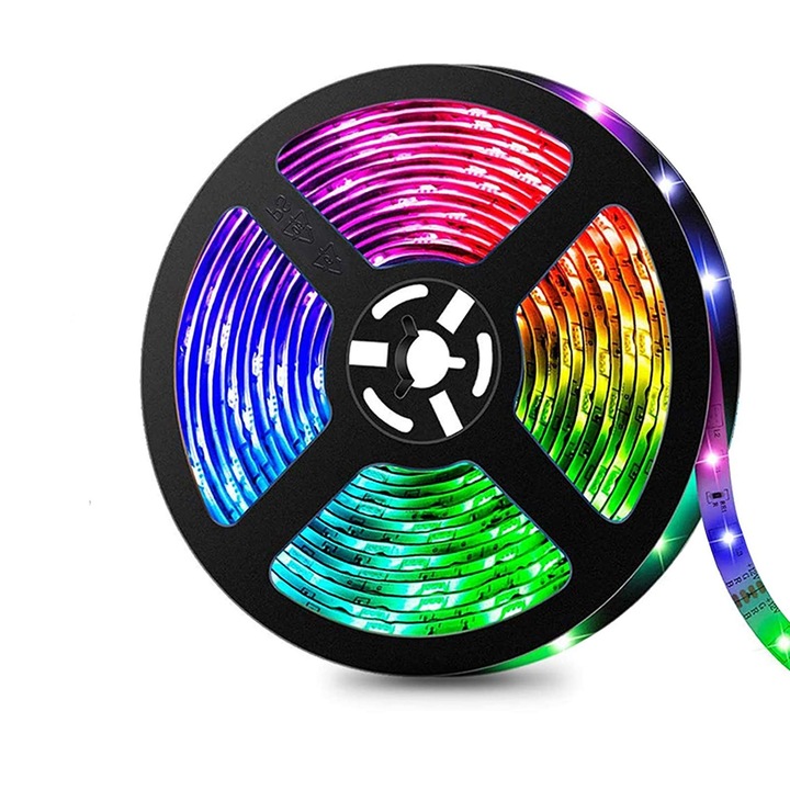 Banda LED RGB 12V LEDIGANT®, 60 LED/m, SMD 5050, Multicolora, IP65, Latime 10mm, Rola 5 metri