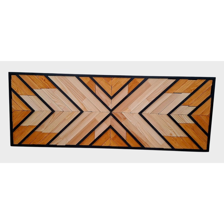 Tablou decorativ din lemn, artă geometrică, mozaic 3D, 45x122cm