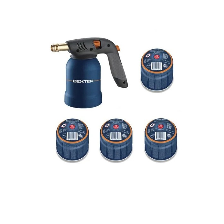 Lampa de lipit Dexter, pe gaz, cu 4 cartuse