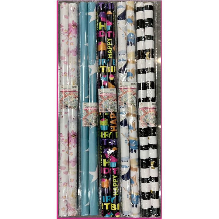 Set 2 buc. hartie de ambalat cadouri multicolor, 100×70 cm, PZ3936, diverse modele