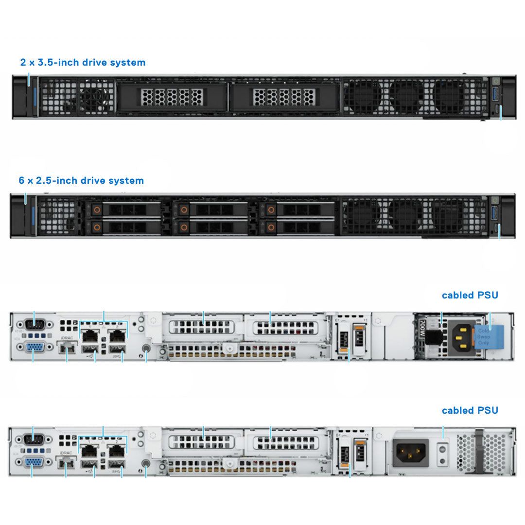 Mount Rack Poweredge R260 Server Dell PowerEdge R260, Rack 1U, Intel Xeon E-2414, 16 GB DDR5 ECC ...