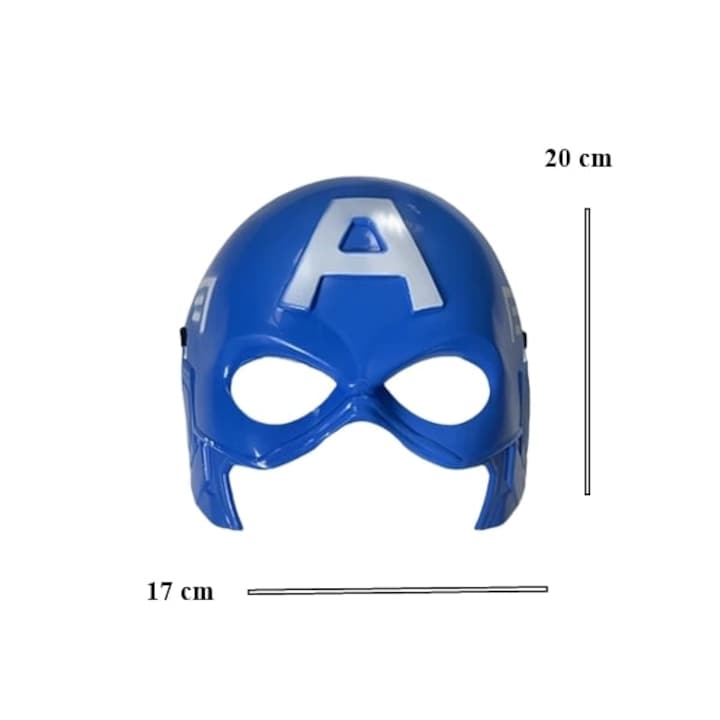 Masca plastic Capitan America, 20x17, albastru, carnaval, universala