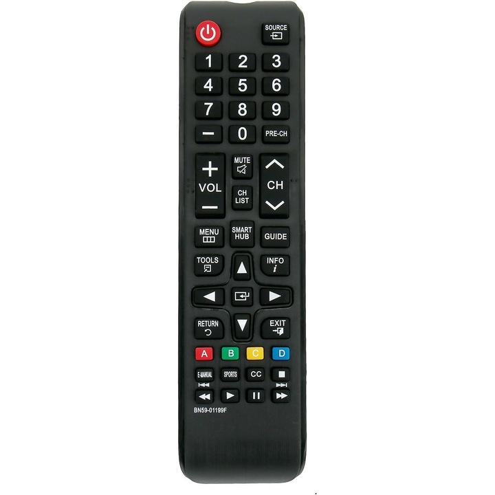 Дистанционно за телевизор, SuooTci, Универсално, съвместимо със Samsung, работно разстояние 8м, черно, 17.5x4.5x2.3см