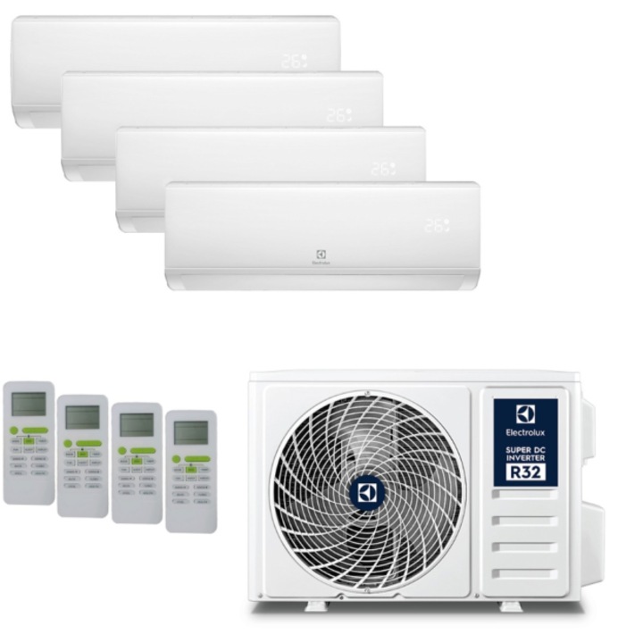 Aer conditionat Multisplit Electrolux, 4 unitati interioare 9000 BTU, cu unitate exterioara de 32.000BTU, clasa A++, WI-fi, INVERTER, R32